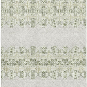HomeRoots 5' X 8' Green And Ivory Southwestern Washable Area Rug – UV Protected, Stain Resistant, and Durable! 676718