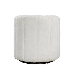 English Elm Modern Swivel Chair with Ottoman in Bouclé Fabric, Solid Wood Frame, Cozy Curved Design for Living Rooms White 32 L x 31 W x 31.25 H B011P281847
