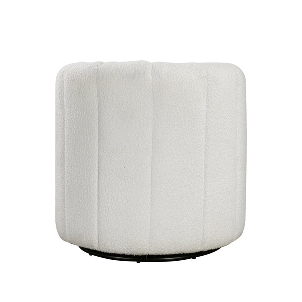 English Elm Modern Swivel Chair with Ottoman in Bouclé Fabric, Solid Wood Frame, Cozy Curved Design for Living Rooms White 32 L x 31 W x 31.25 H B011P281847