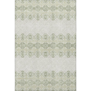 HomeRoots 8' X 10' Southwestern Washable Area Rug in Green & Ivory - UV Protected, Durable & Easy-Care Design 676720