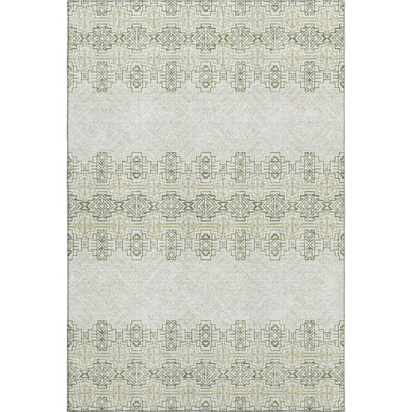 HomeRoots 9' X 12' Green And Ivory Southwestern Area Rug - Washable, UV Protected, Durable & Stylish Home Decor 676721