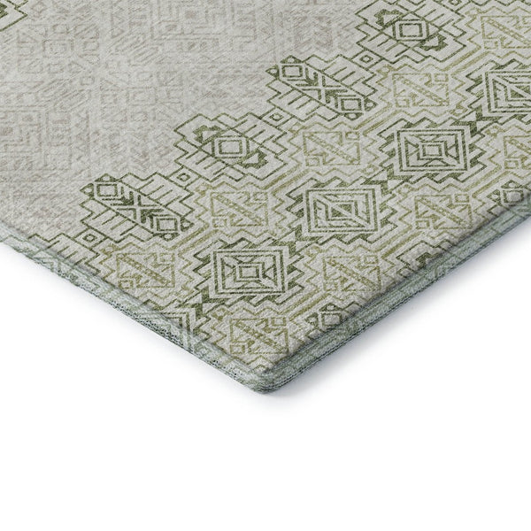 HomeRoots 9' X 12' Green And Ivory Southwestern Area Rug - Washable, UV Protected, Durable & Stylish Home Decor 676721
