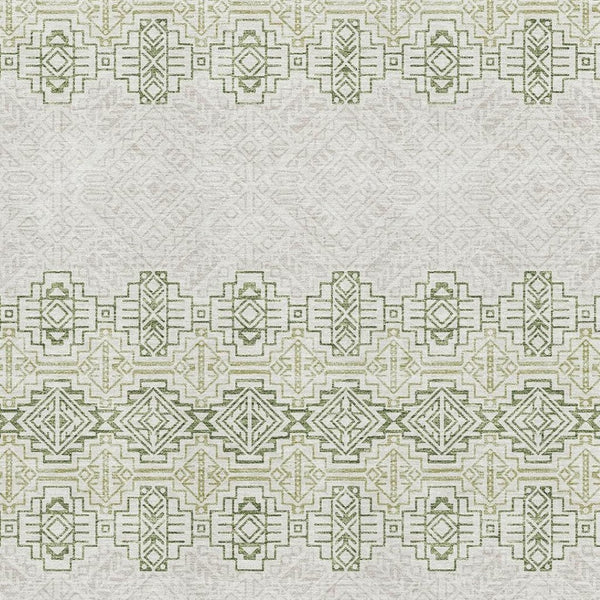 HomeRoots 9' X 12' Green And Ivory Southwestern Area Rug - Washable, UV Protected, Durable & Stylish Home Decor 676721