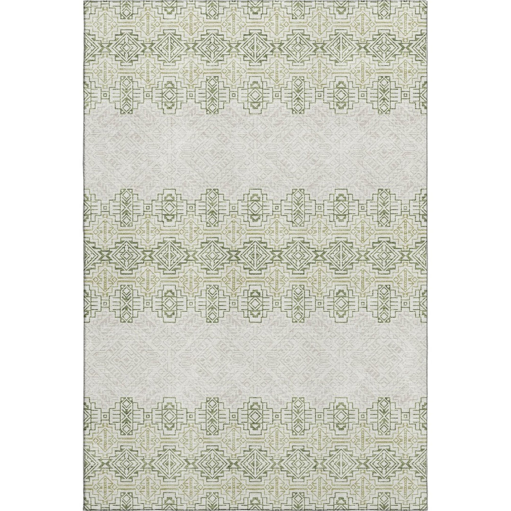 HomeRoots 10' X 14' Green and Ivory Southwestern Area Rug - Durable, Washable, UV-Protected for Family Spaces 676722