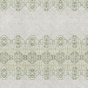 HomeRoots 10' X 14' Green and Ivory Southwestern Area Rug - Durable, Washable, UV-Protected for Family Spaces 676722