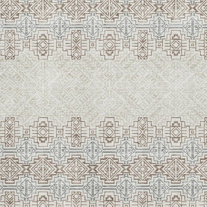 HomeRoots 8' X 10' Southwestern Washable Area Rug - Ivory Brown & Gray, Stain-Resistant, UV Protected Comfort 676726