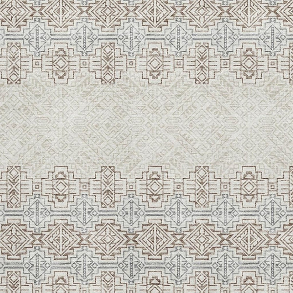 HomeRoots 8' X 10' Southwestern Washable Area Rug - Ivory Brown & Gray, Stain-Resistant, UV Protected Comfort 676726