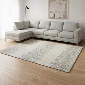 HomeRoots 9' X 12' Southwestern Washable Area Rug - Earthy Ivory, Brown & Gray, UV Protected for Families! 676727