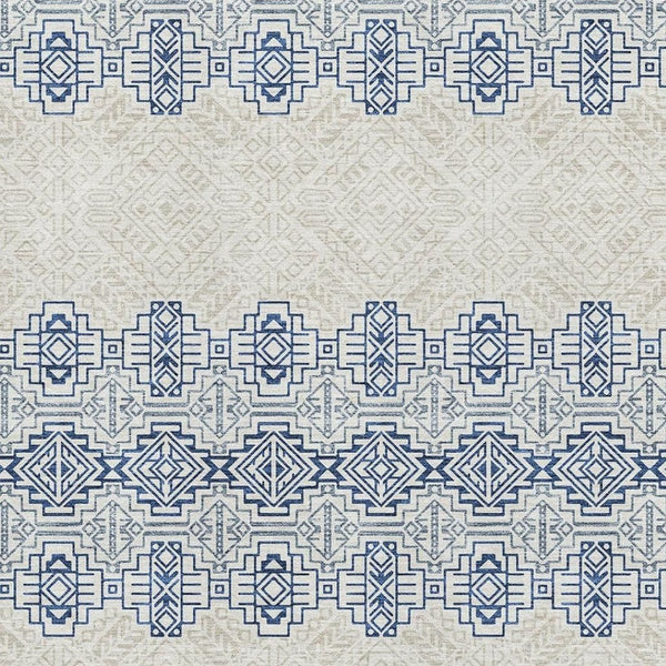 HomeRoots 5' X 8' Southwestern Area Rug in Navy Blue & Ivory - Washable, UV Protected, Durable & Stylish! 676730