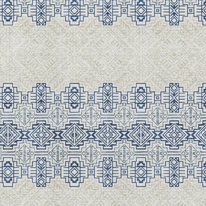 HomeRoots 8' X 10' Navy Blue & Ivory Southwestern Washable Area Rug with UV Protection for Easy Care & Style 676732