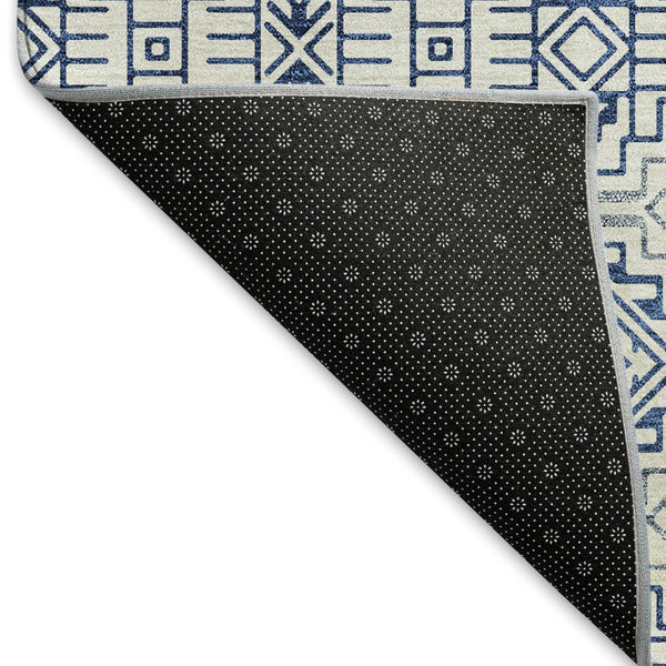 HomeRoots 9' X 12' Navy Blue Southwestern Area Rug - Washable, UV Protected, Stylish & Durable for Any Room 676733