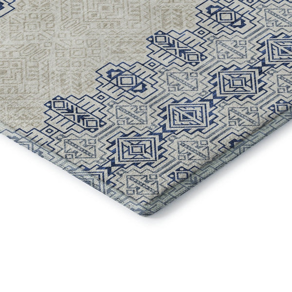 HomeRoots 9' X 12' Navy Blue Southwestern Area Rug - Washable, UV Protected, Stylish & Durable for Any Room 676733