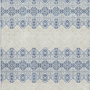 HomeRoots 9' X 12' Navy Blue Southwestern Area Rug - Washable, UV Protected, Stylish & Durable for Any Room 676733
