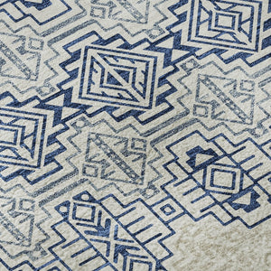 HomeRoots 10' X 14' Navy Blue & Ivory Southwestern Area Rug - Durable, Washable, UV-Protected for Family Spaces 676734