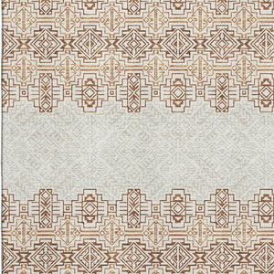 HomeRoots 5' X 8' Southwestern Area Rug in Rust and Ivory - Washable, UV-Protected, Pet-Friendly Design 676736
