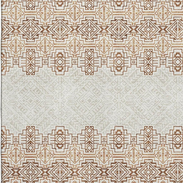 HomeRoots 5' X 8' Southwestern Area Rug in Rust and Ivory - Washable, UV-Protected, Pet-Friendly Design 676736