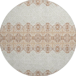 HomeRoots 8' Southwestern Round Rug in Rust & Ivory - Washable, UV Protected, Durable for Homes with Kids & Pets 676737
