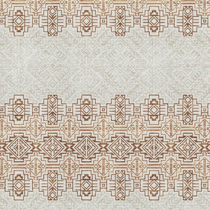 HomeRoots 8' X 10' Southwestern Washable Area Rug - Durable Rust & Ivory Design with UV Protection for Homes 676738
