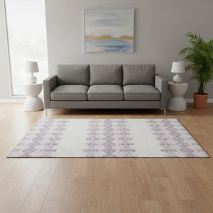 HomeRoots 5' X 8' Southwestern Purple and Ivory Area Rug – Washable, UV-Protected, Durable, Stylish Accent! 676742