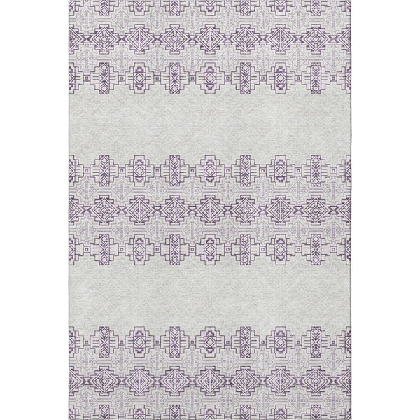 HomeRoots 5' X 8' Southwestern Purple and Ivory Area Rug – Washable, UV-Protected, Durable, Stylish Accent! 676742