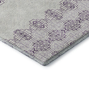 HomeRoots 8' Purple And Ivory Southwestern Round Rug – Washable, UV-Protected, Stylish for Indoors & Outdoors! 676743