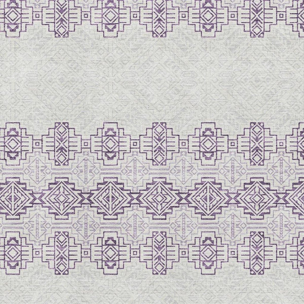 HomeRoots 8' X 10' Southwestern Purple and Ivory Washable Area Rug with UV Protection for Home Durability 676744