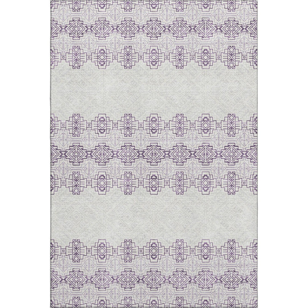 HomeRoots 9' X 12' Southwestern Washable Area Rug in Purple & Ivory - Durable, UV-Protected, Timeless Style! 676745