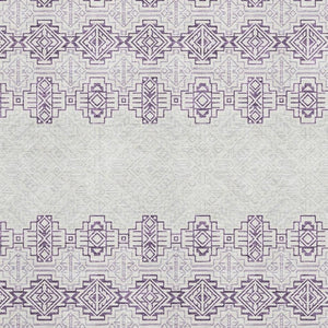 HomeRoots 9' X 12' Southwestern Washable Area Rug in Purple & Ivory - Durable, UV-Protected, Timeless Style! 676745