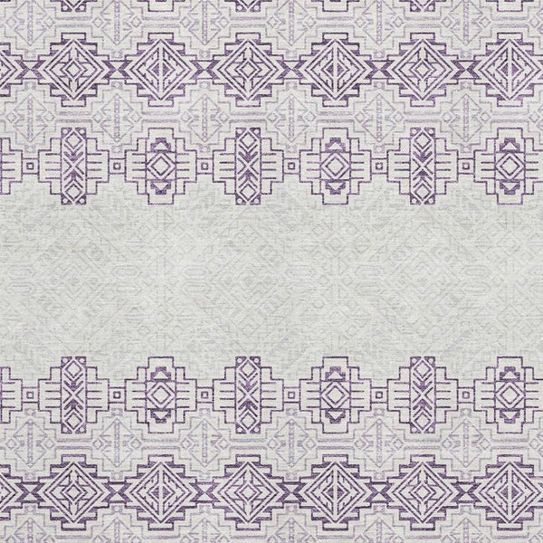 HomeRoots 9' X 12' Southwestern Washable Area Rug in Purple & Ivory - Durable, UV-Protected, Timeless Style! 676745