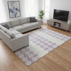 HomeRoots 10' X 14' Southwestern Purple and Ivory Washable Area Rug - UV Protected, Durable & Stylish Design 676746