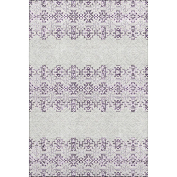 HomeRoots 10' X 14' Southwestern Purple and Ivory Washable Area Rug - UV Protected, Durable & Stylish Design 676746