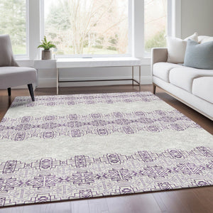 HomeRoots 10' X 14' Southwestern Purple and Ivory Washable Area Rug - UV Protected, Durable & Stylish Design 676746