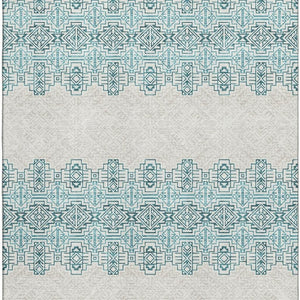 HomeRoots 5' X 8' Teal and Ivory Southwestern Area Rug – Washable, Stain Resistant, UV Protected for Homes 676748