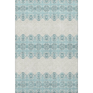 HomeRoots 5' X 8' Teal and Ivory Southwestern Area Rug – Washable, Stain Resistant, UV Protected for Homes 676748