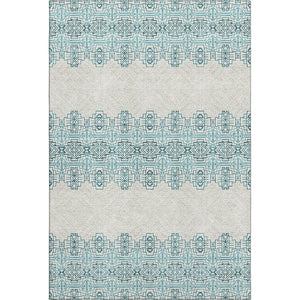 HomeRoots 10' Teal and Ivory Southwestern Washable Area Rug - Durable, UV Protected, Perfect for Large Spaces! 676752