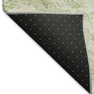 HomeRoots 5' X 8' Artichoke Green & Ivory Abstract Area Rug – Stylish, Washable & UV-Protected for Home Elegance 676754