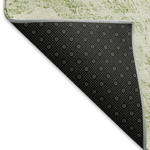 HomeRoots 5' X 8' Artichoke Green & Ivory Abstract Area Rug – Stylish, Washable & UV-Protected for Home Elegance 676754