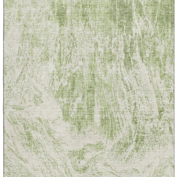 HomeRoots 5' X 8' Artichoke Green & Ivory Abstract Area Rug – Stylish, Washable & UV-Protected for Home Elegance 676754