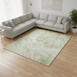 HomeRoots 10' Artichoke Green & Ivory Abstract Area Rug - Washable, Stain Resistant, UV Protected for Homes 676758