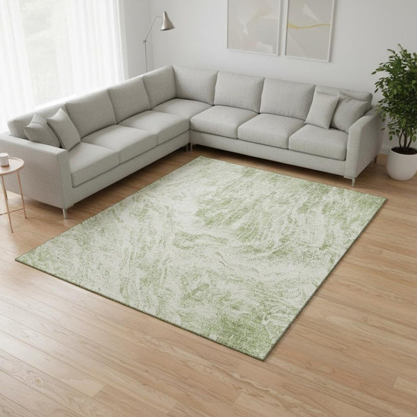 HomeRoots 10' Artichoke Green & Ivory Abstract Area Rug - Washable, Stain Resistant, UV Protected for Homes 676758
