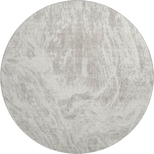 HomeRoots 8' Beige and Ivory Abstract Round Rug - Washable, UV-Protected, Durable & Stain-Resistant Design 676761