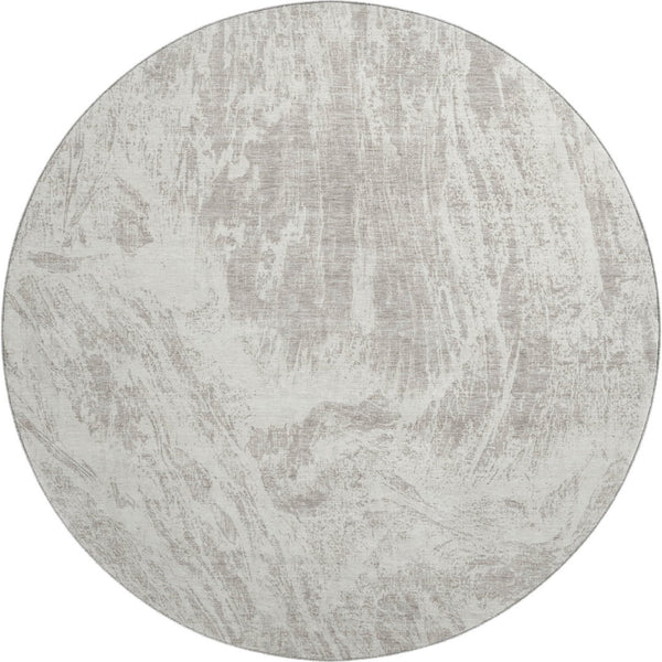 HomeRoots 8' Beige and Ivory Abstract Round Rug - Washable, UV-Protected, Durable & Stain-Resistant Design 676761