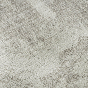 HomeRoots 8' Beige and Ivory Abstract Round Rug - Washable, UV-Protected, Durable & Stain-Resistant Design 676761