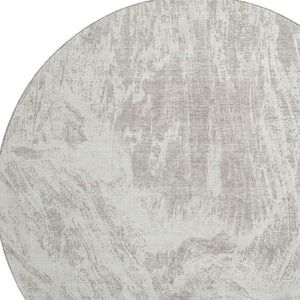 HomeRoots 8' Beige and Ivory Abstract Round Rug - Washable, UV-Protected, Durable & Stain-Resistant Design 676761