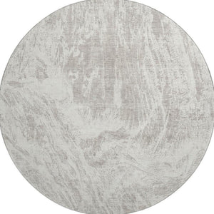 HomeRoots 8' Beige and Ivory Abstract Round Rug - Washable, UV-Protected, Durable & Stain-Resistant Design 676761