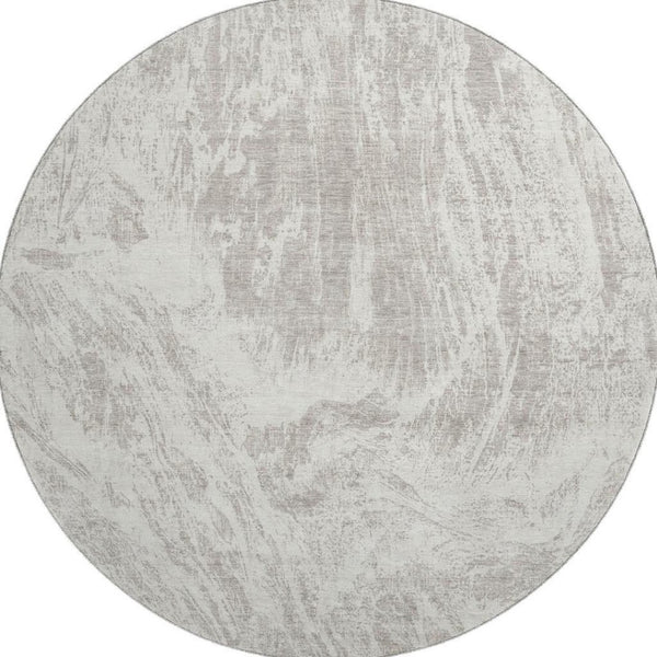 HomeRoots 8' Beige and Ivory Abstract Round Rug - Washable, UV-Protected, Durable & Stain-Resistant Design 676761