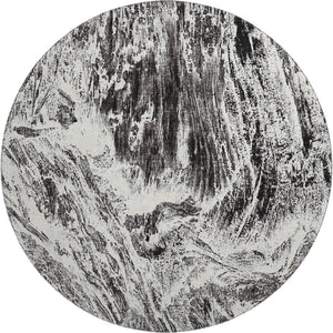 HomeRoots 8' Black And Ivory Abstract Round Rug – Washable, UV Protected, Stain Resistant & Stylish Home Decor 676767