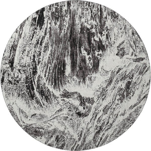 HomeRoots 8' Black And Ivory Abstract Round Rug – Washable, UV Protected, Stain Resistant & Stylish Home Decor 676767