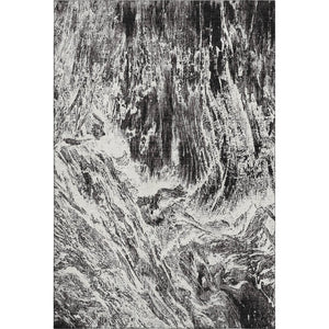 HomeRoots 8' X 10' Black and Ivory Abstract Washable Area Rug – Stylish, Durable, UV-Protected for Any Room 676768