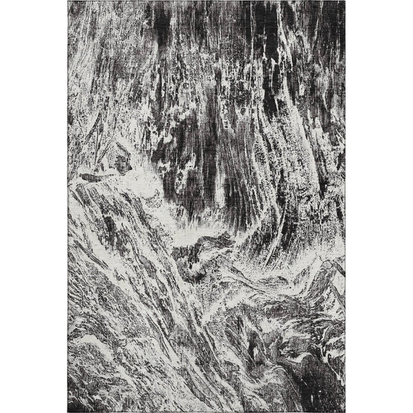 HomeRoots 8' X 10' Black and Ivory Abstract Washable Area Rug – Stylish, Durable, UV-Protected for Any Room 676768